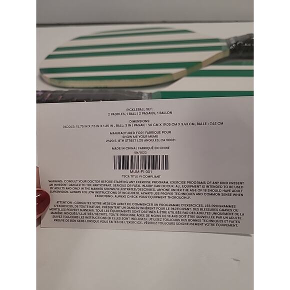 Show Me Your Mumu Pickleball Set 3-pc Paddle Green and White Stripe Paddles NEW - Picture 7 of 8
